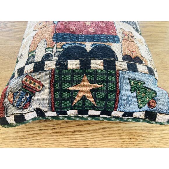 La France Home Tapestry Decorative Throw Pillow Kitty Cat Santa North Pole 2001 - Picture 5 of 10